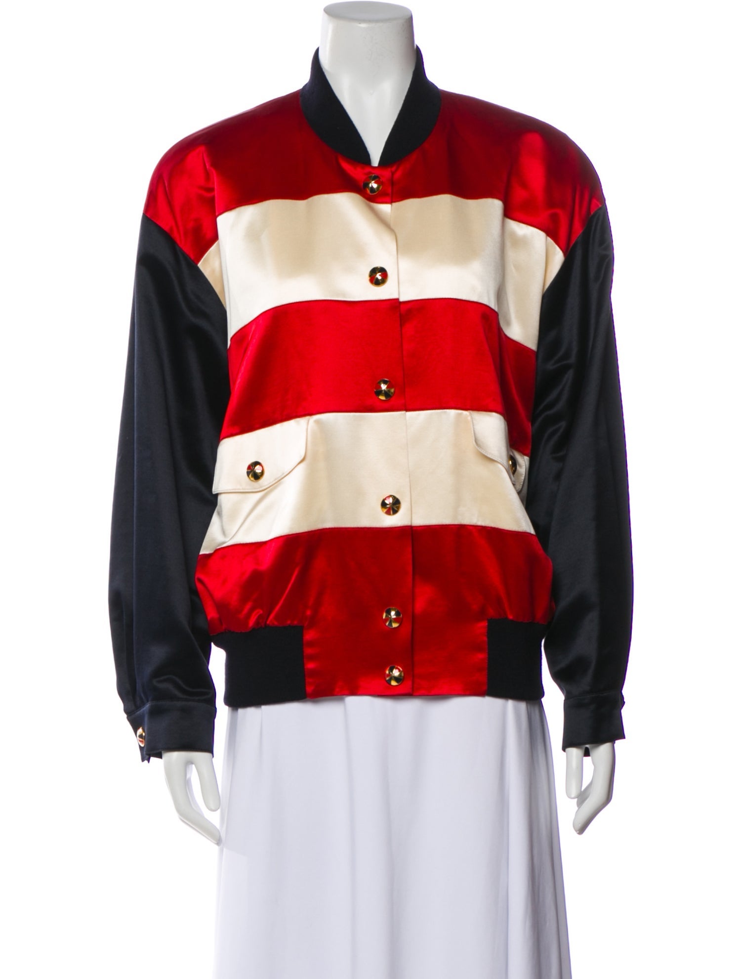 Escada Margaretha Ley Wool Striped Bomber Jacket