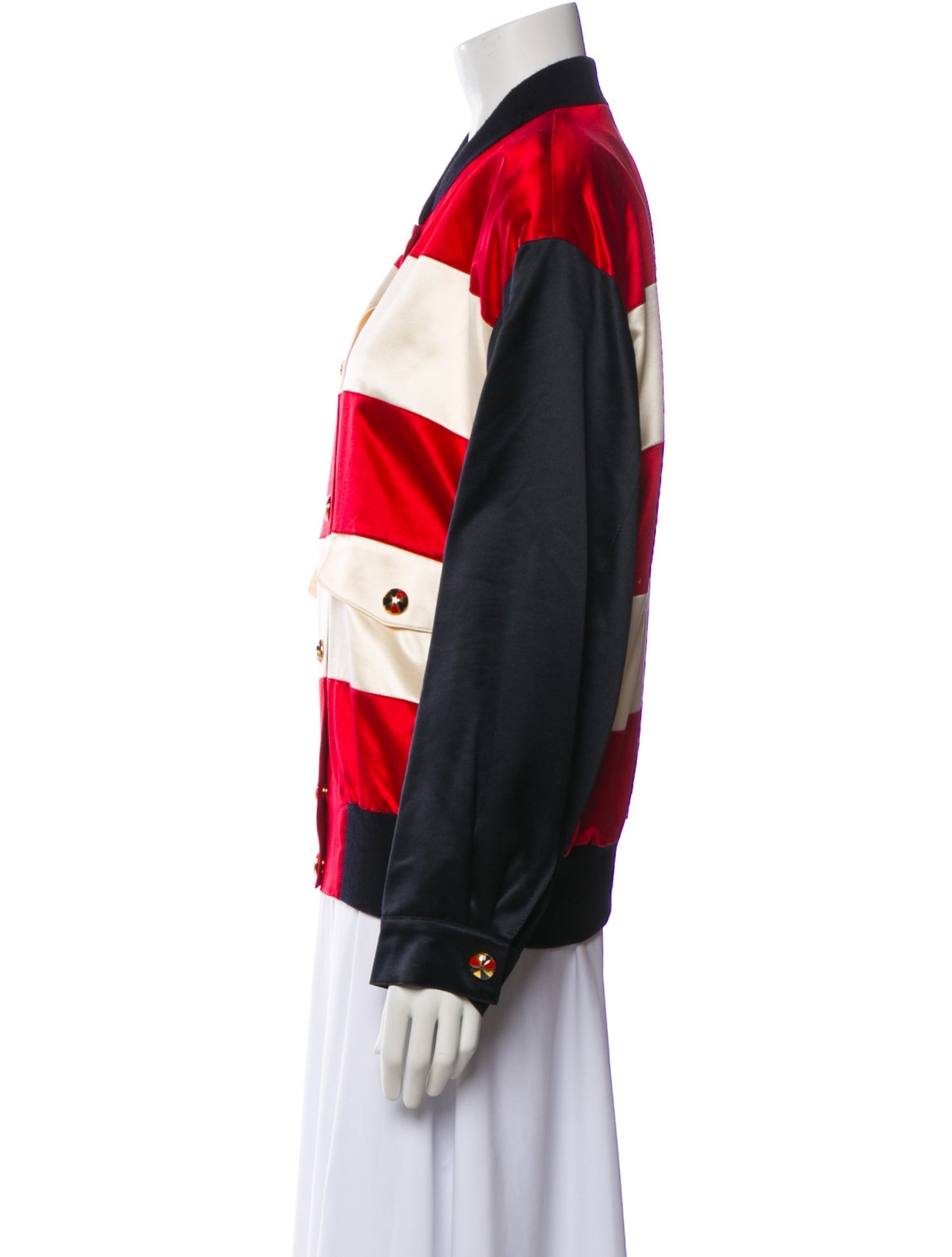 Escada Margaretha Ley Wool Striped Bomber Jacket