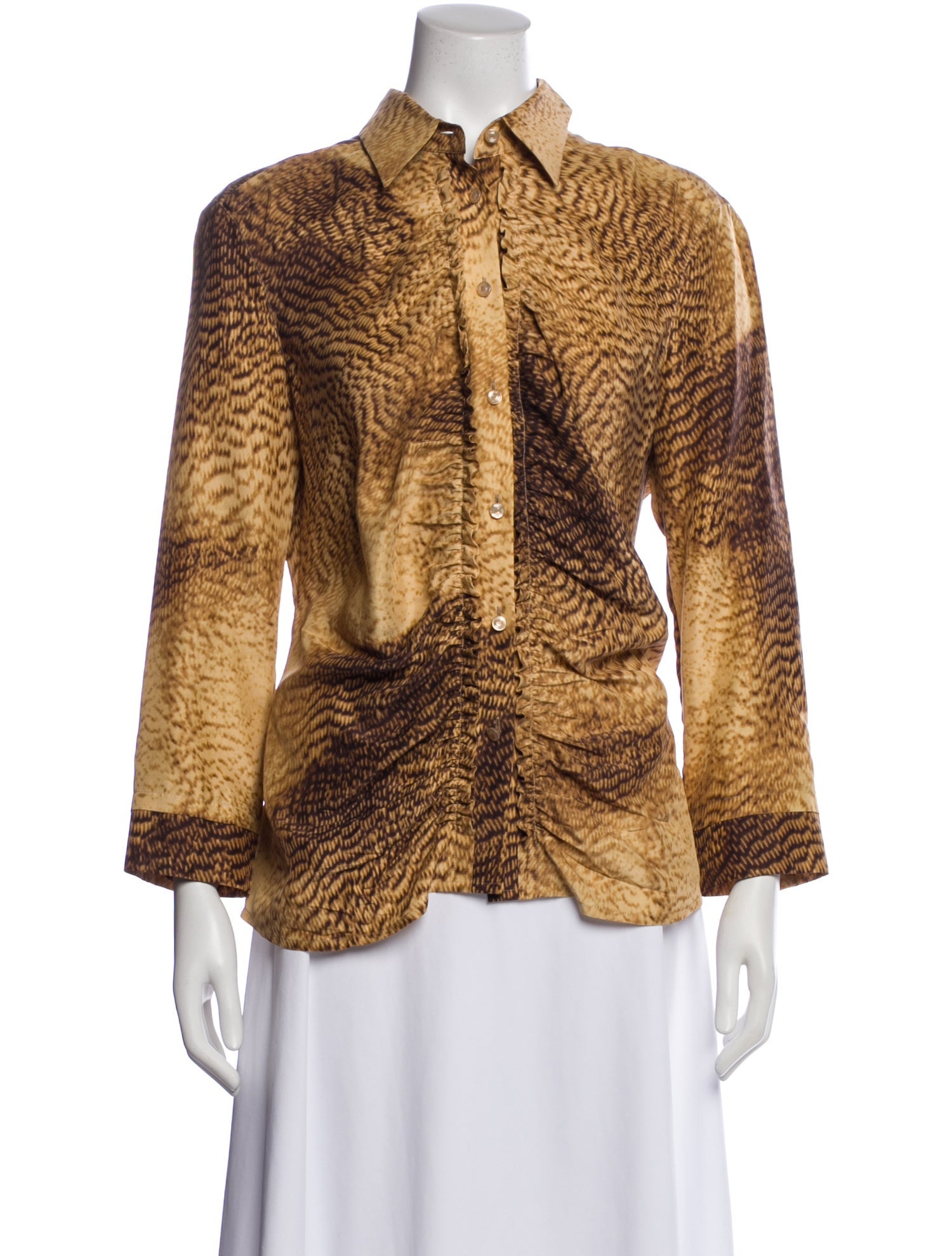 Hill House Home Tie Neck Short Sleeve Blouse - Neutrals Tops