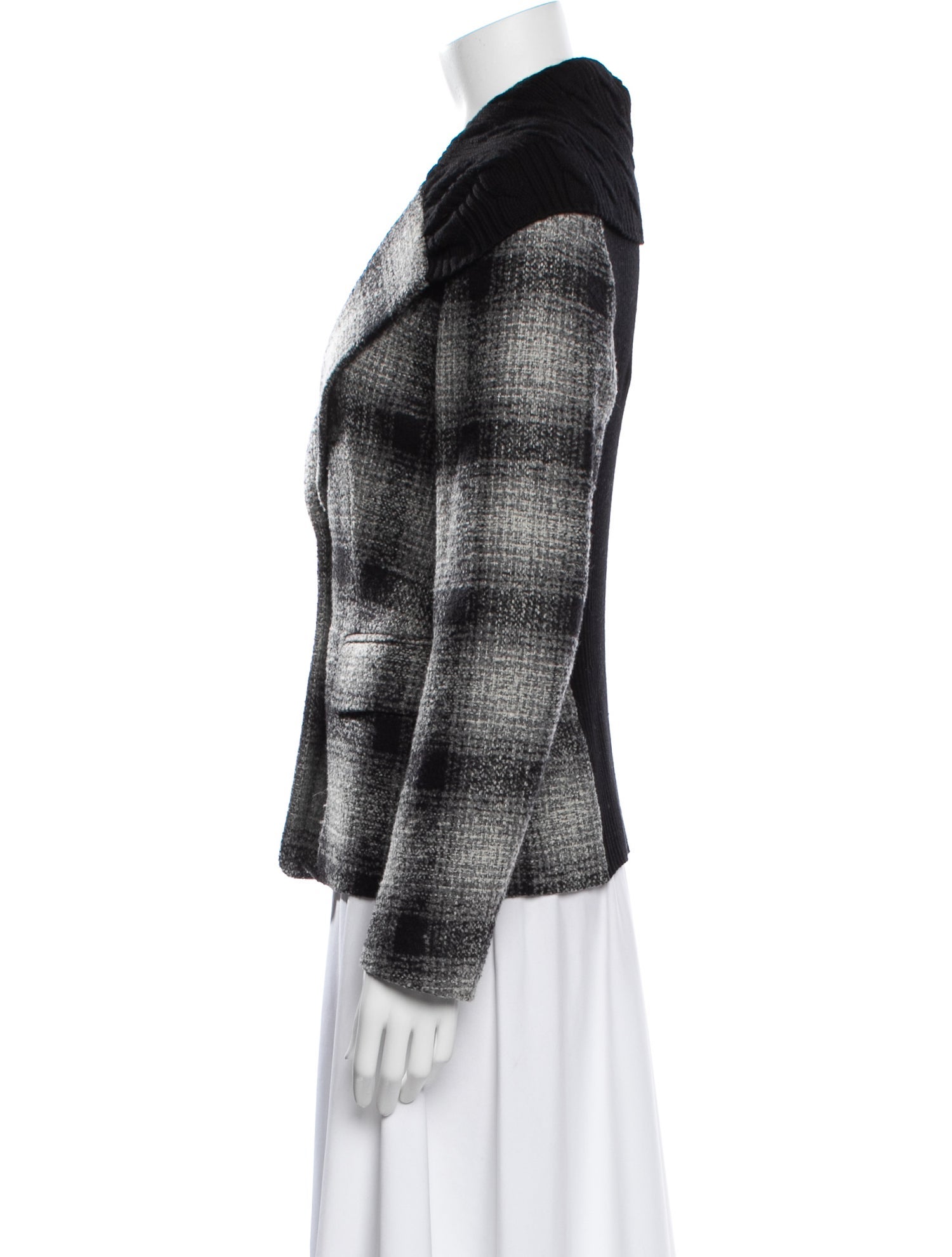 Escada Virgin Wool Plaid Print Blazer