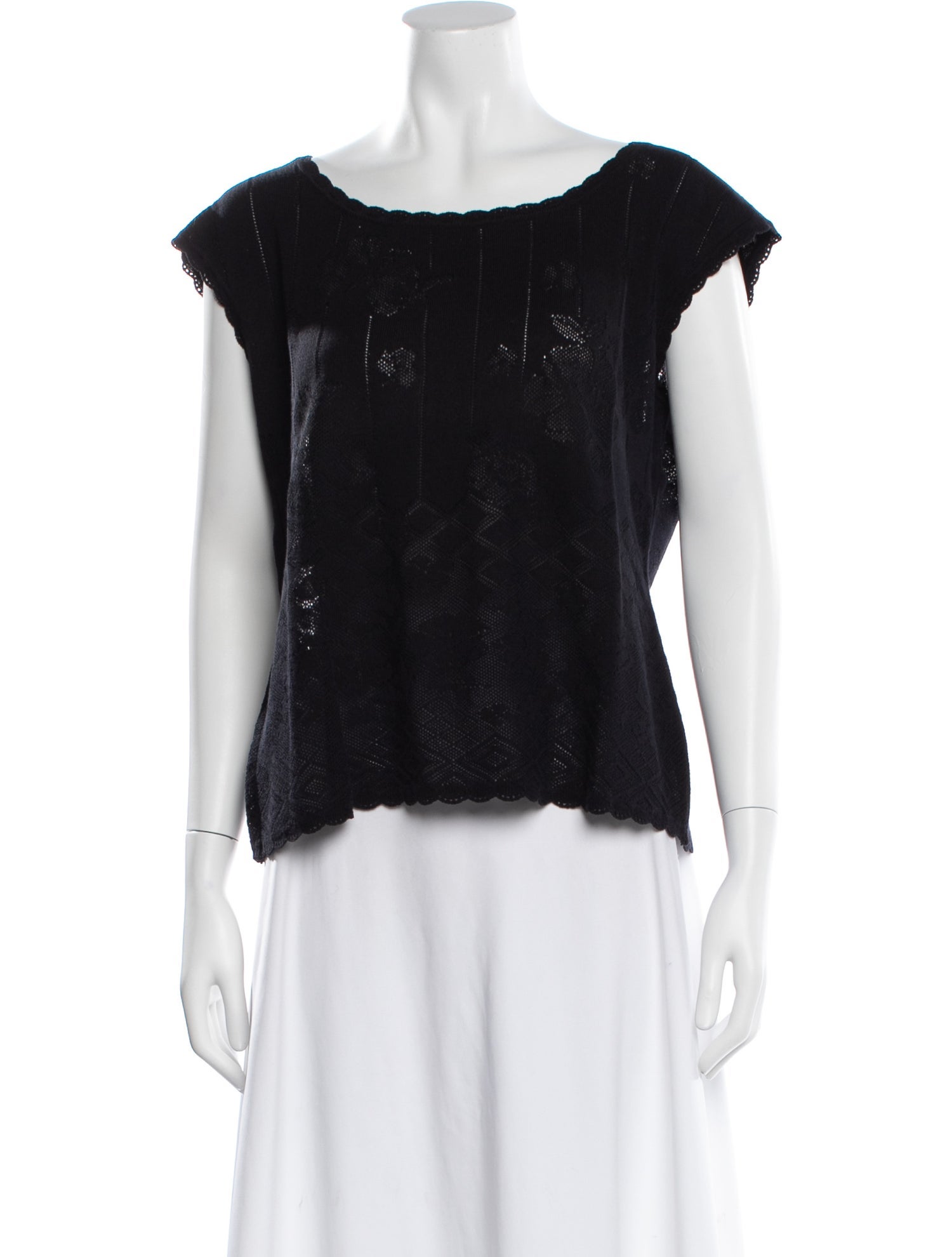 Escada Patterned Crew Neck Top