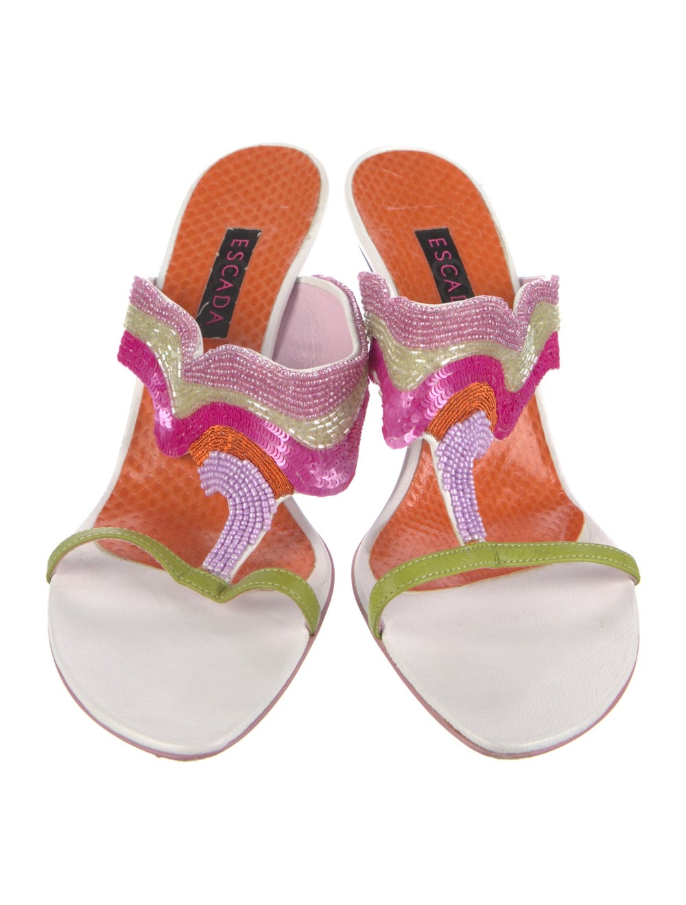 Escada Leather Colorblock Pattern Slides - image 3