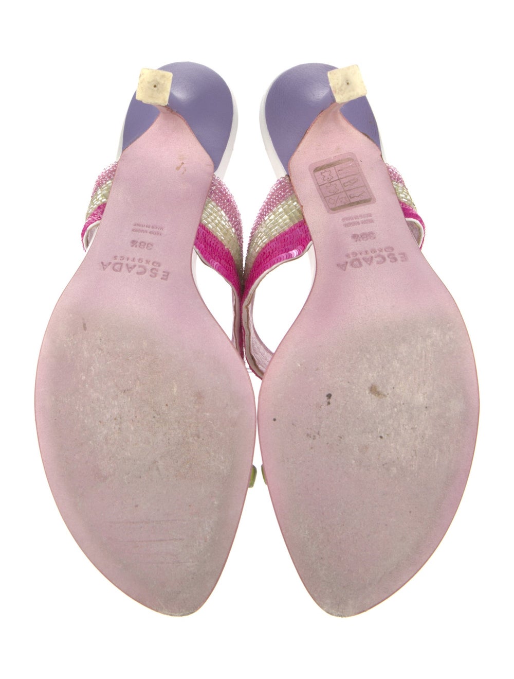 Escada Leather Colorblock Pattern Slides - image 5