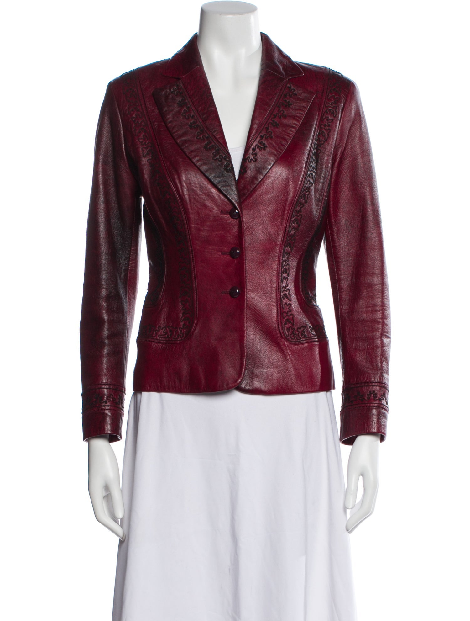 Escada Leather Striped Blazer