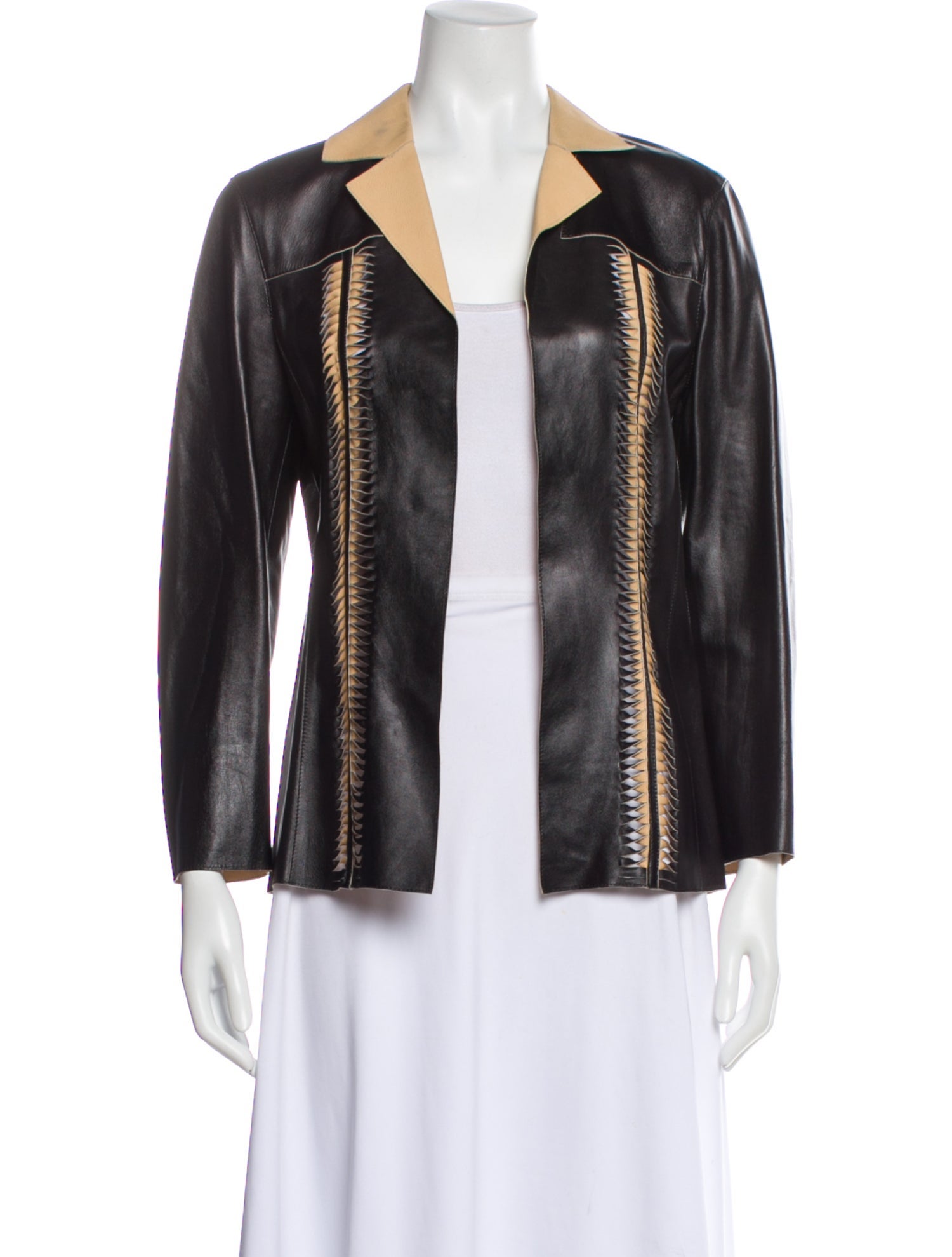 Escada Leather Striped Blazer