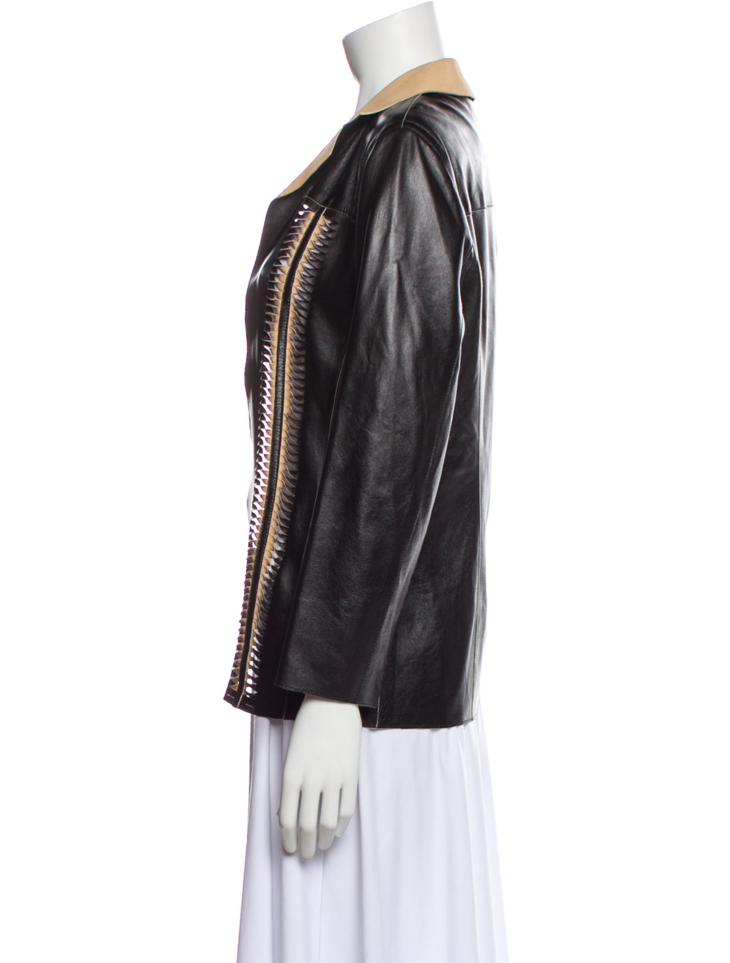 Escada Leather Striped Blazer