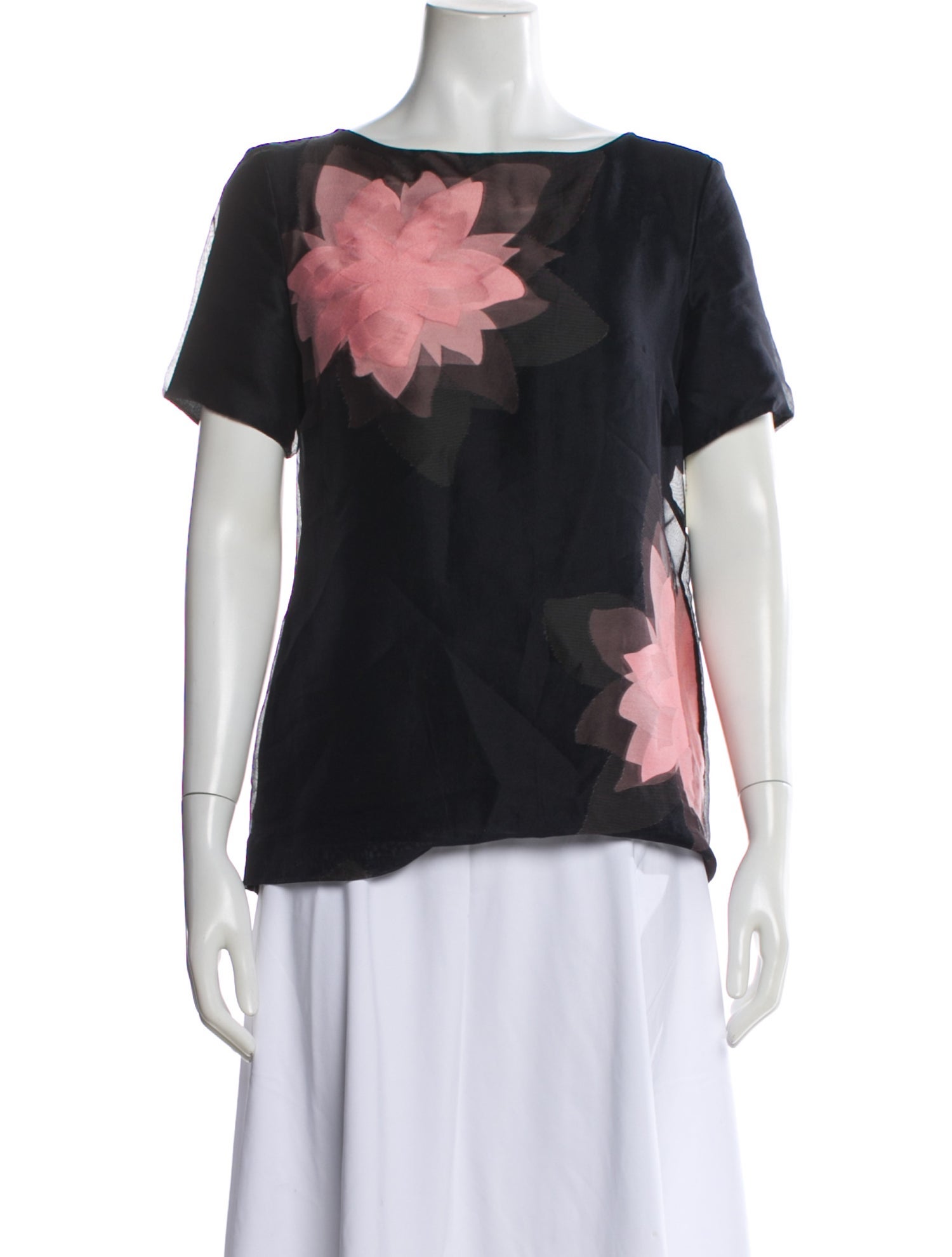 Escada Floral Print Bateau Neckline Top