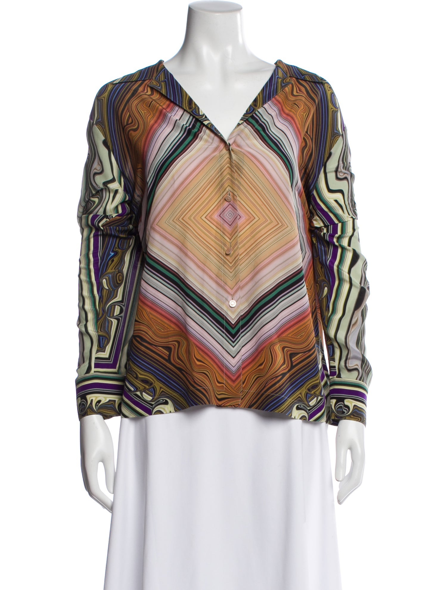 Escada Patterned V-Neck Blouse