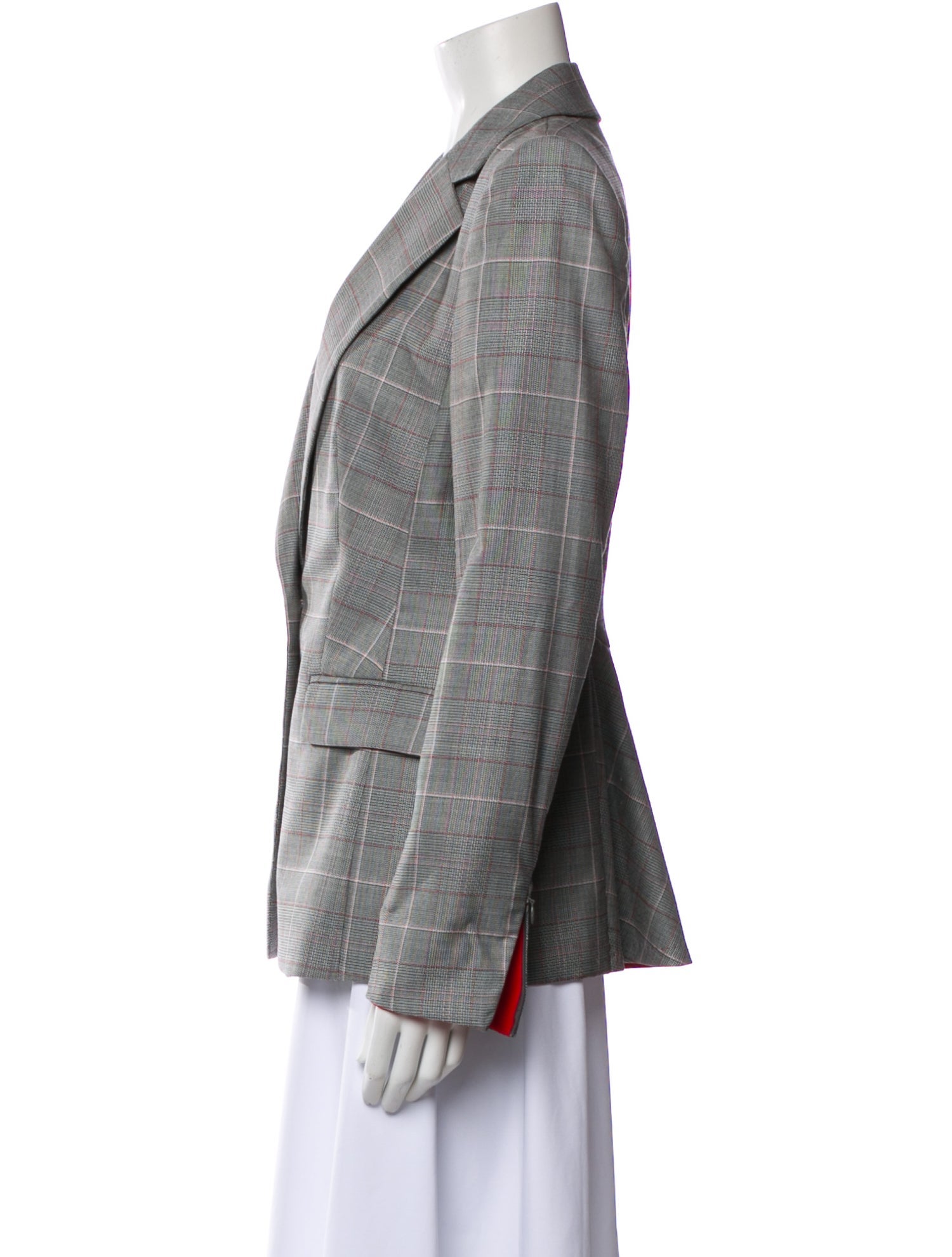 Escada Virgin Wool Plaid Print Blazer
