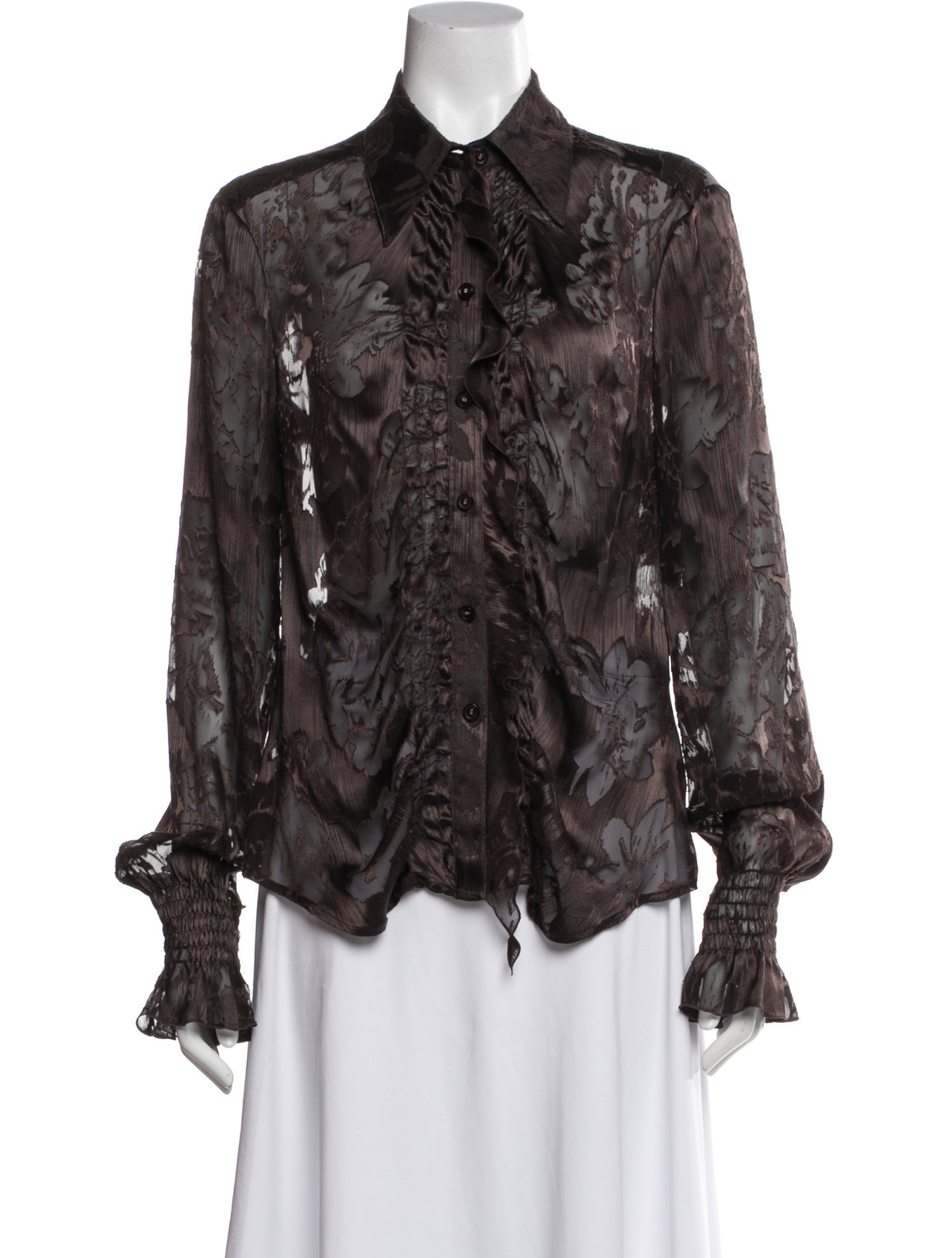 Escada Floral Print Long Sleeve Blouse