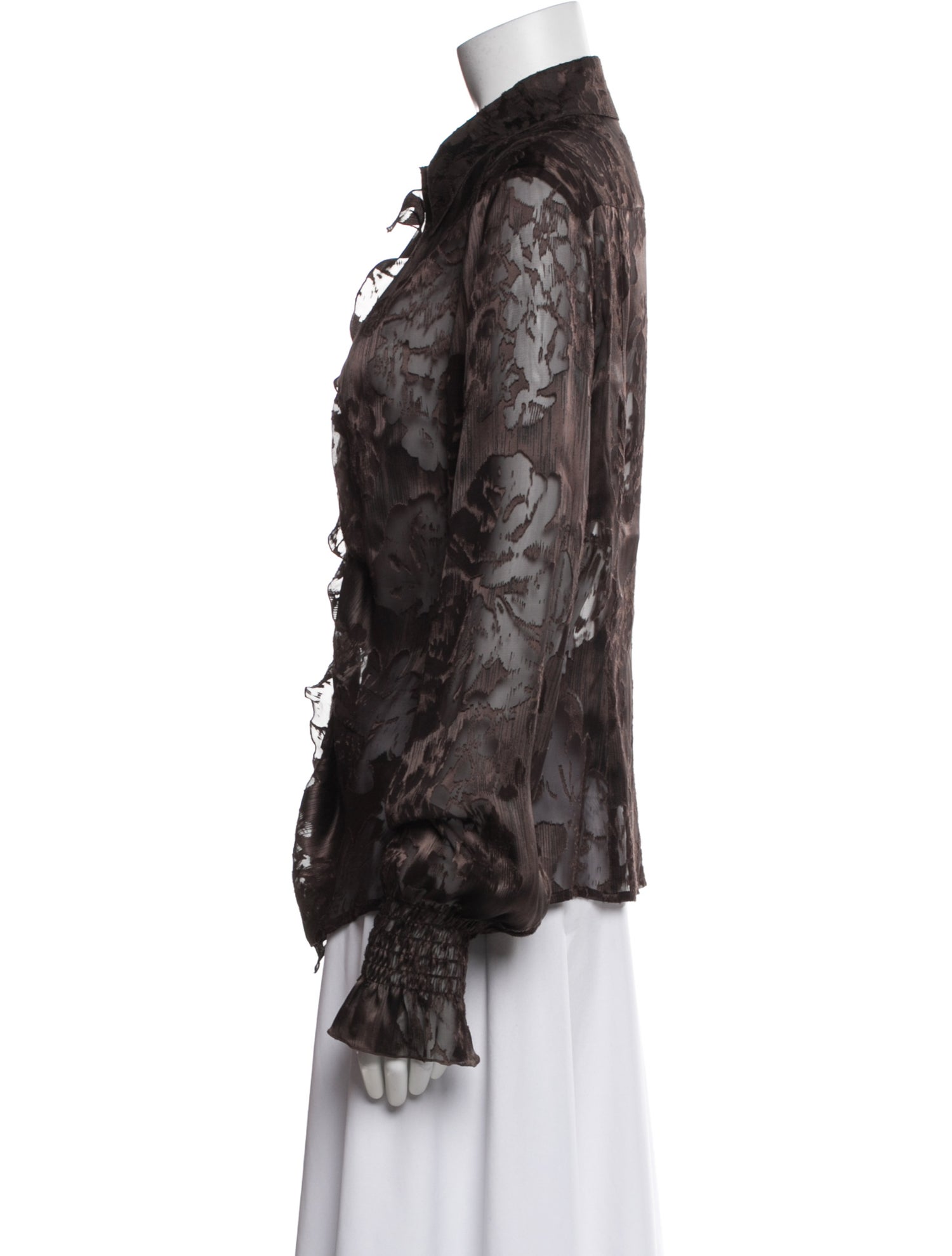 Escada Floral Print Long Sleeve Blouse