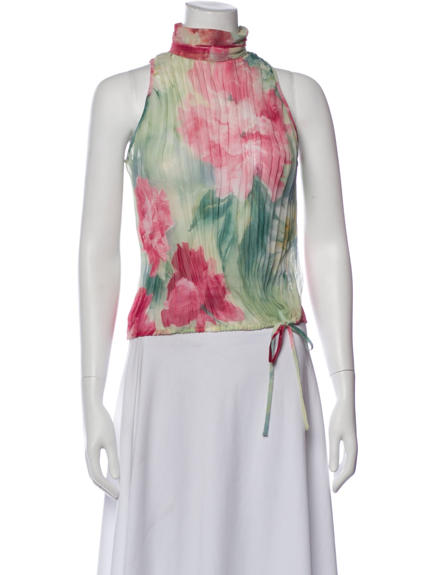 Escada Floral Print Mock Neck Top