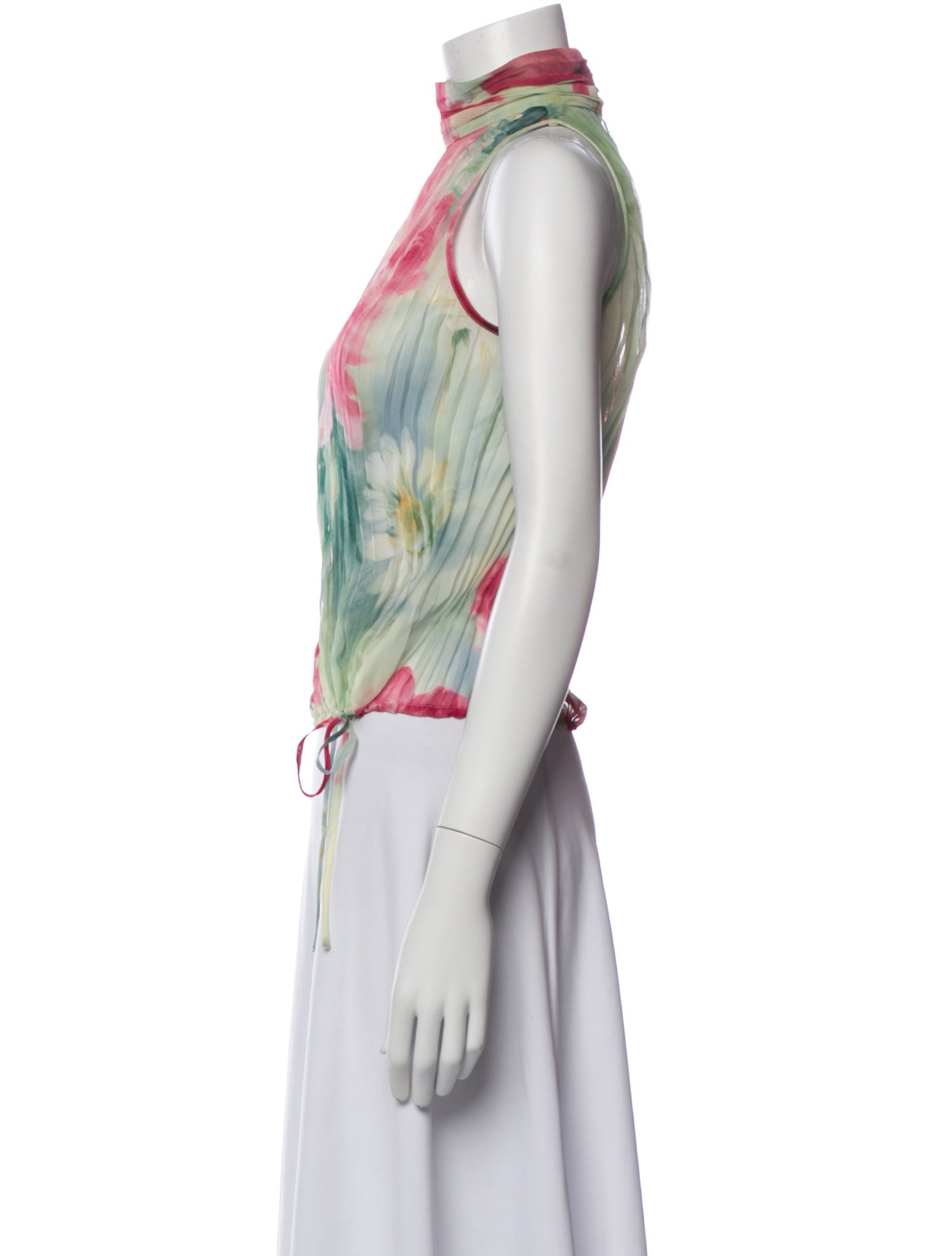 Escada Floral Print Mock Neck Top