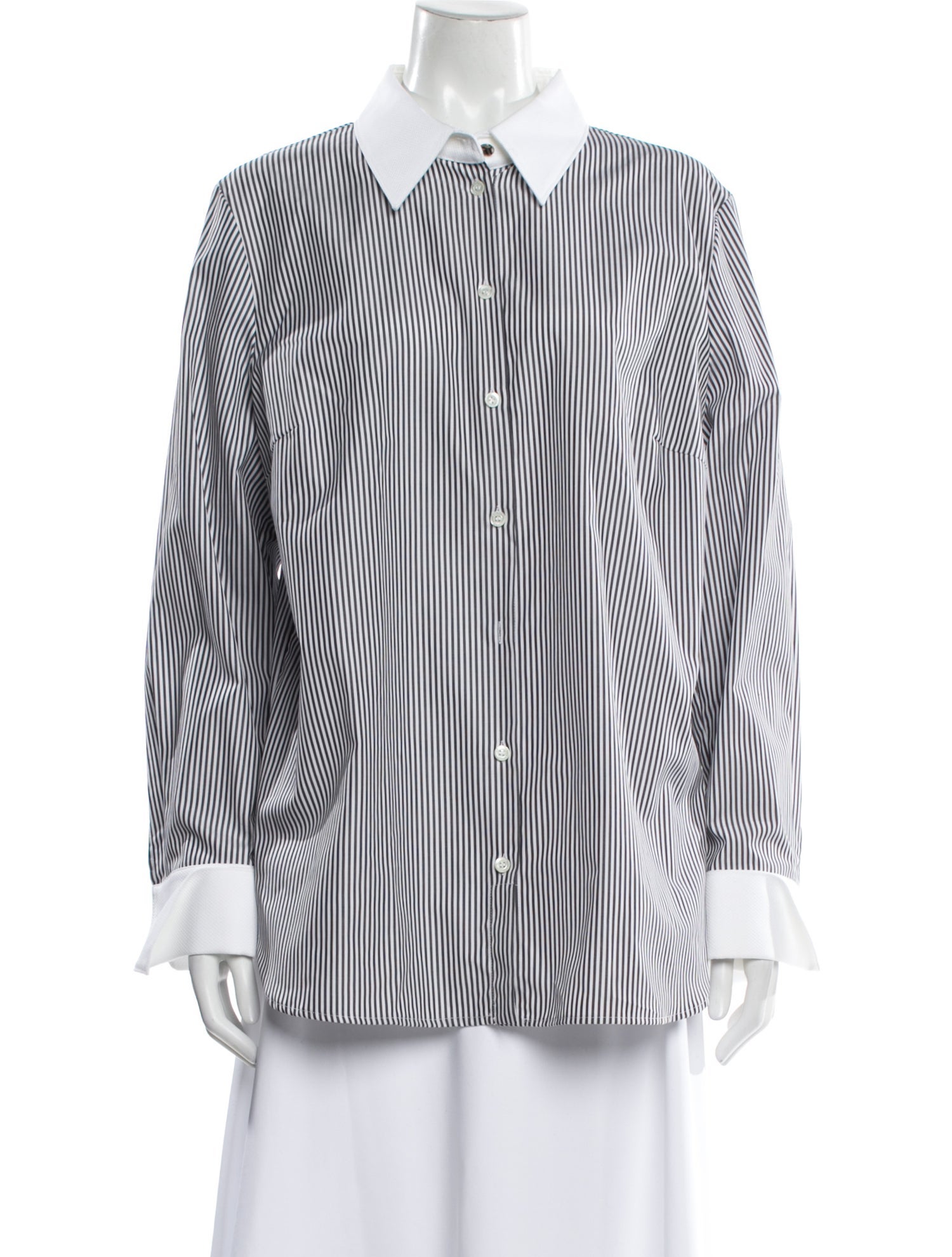 Escada Striped Long Sleeve Blouse