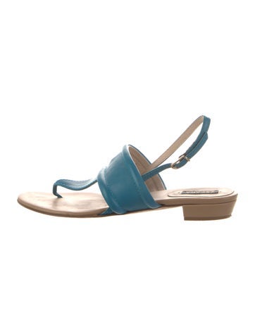 Pre-owned Escada Leather Slingback Sandals In Blue