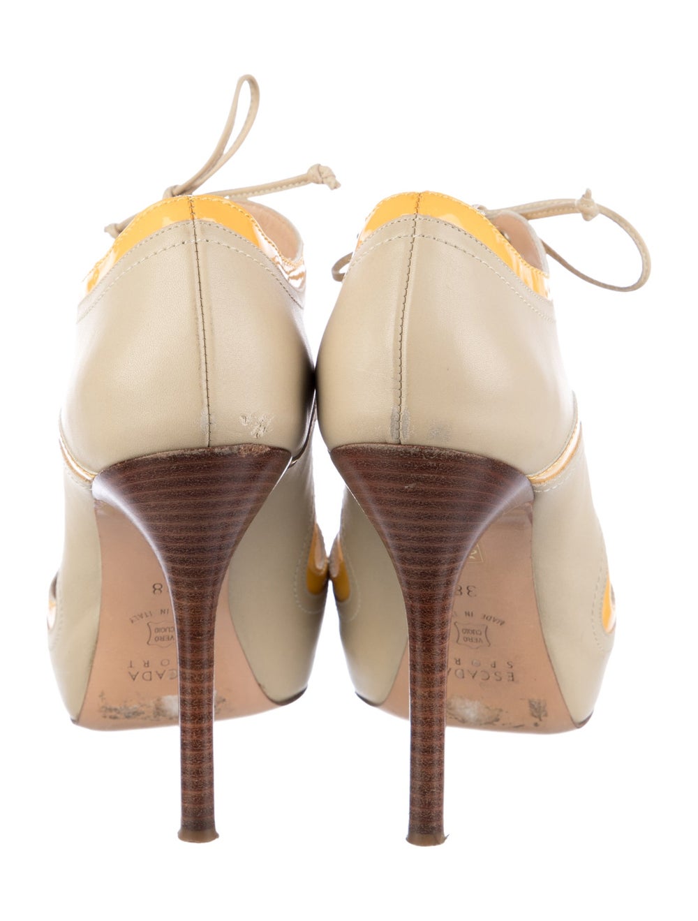 Escada Leather Colorblock Pattern T-Strap Pumps - image 4