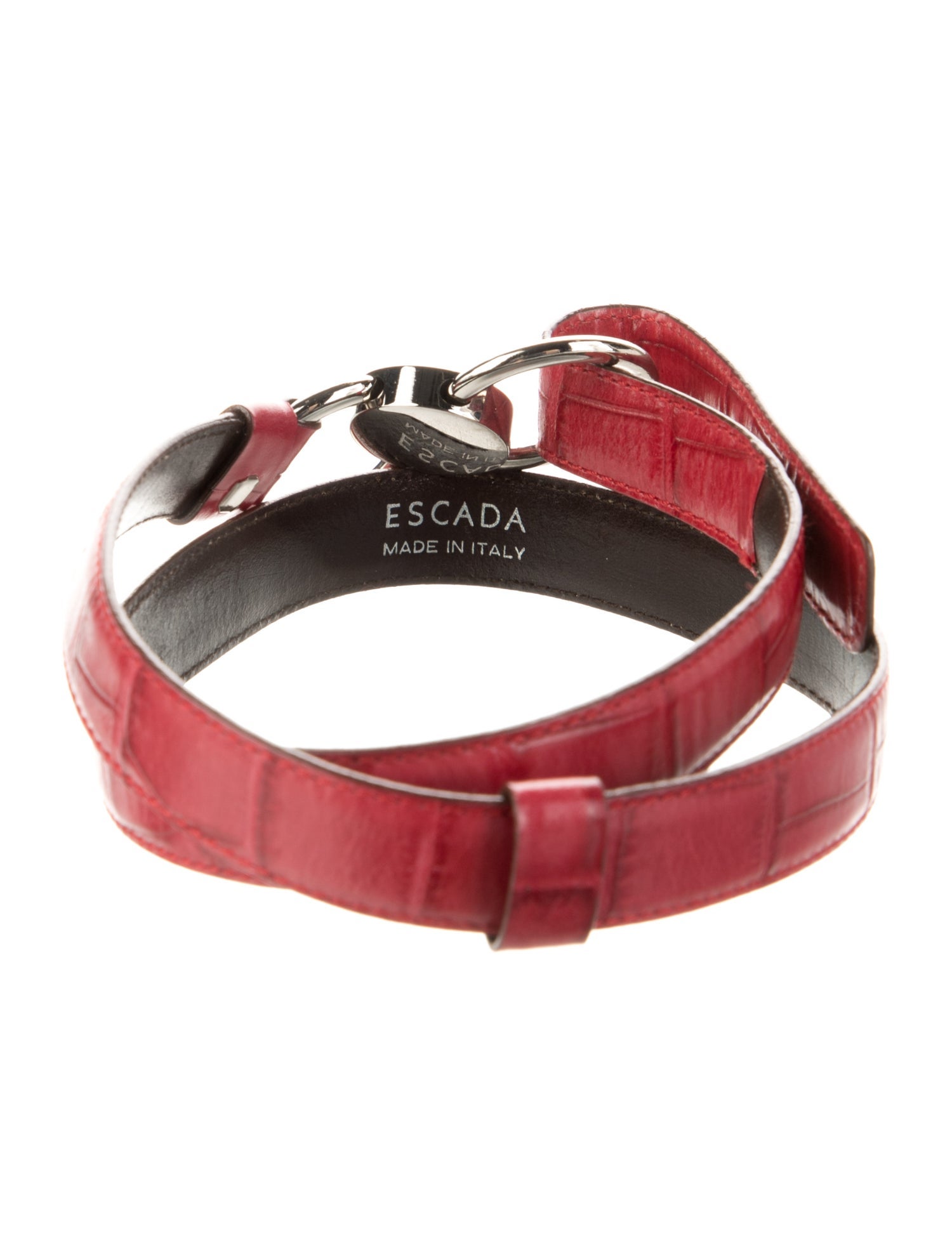 Escada Skinny Embossed Leather Waist Belt