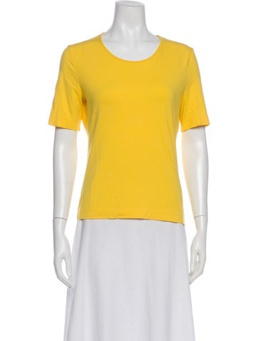Pre-owned Escada Crew Neck Short Sleeve T-shirt In Yellow