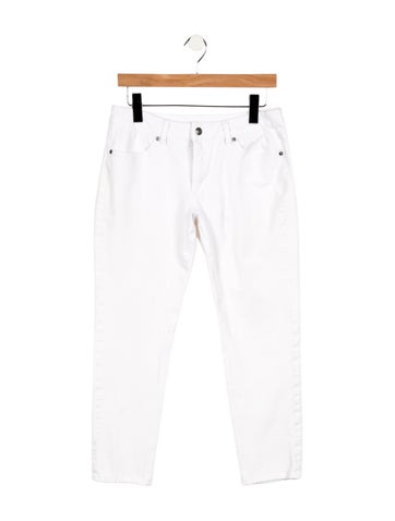 Pre-owned Escada Mid-rise Straight Leg Jeans In White