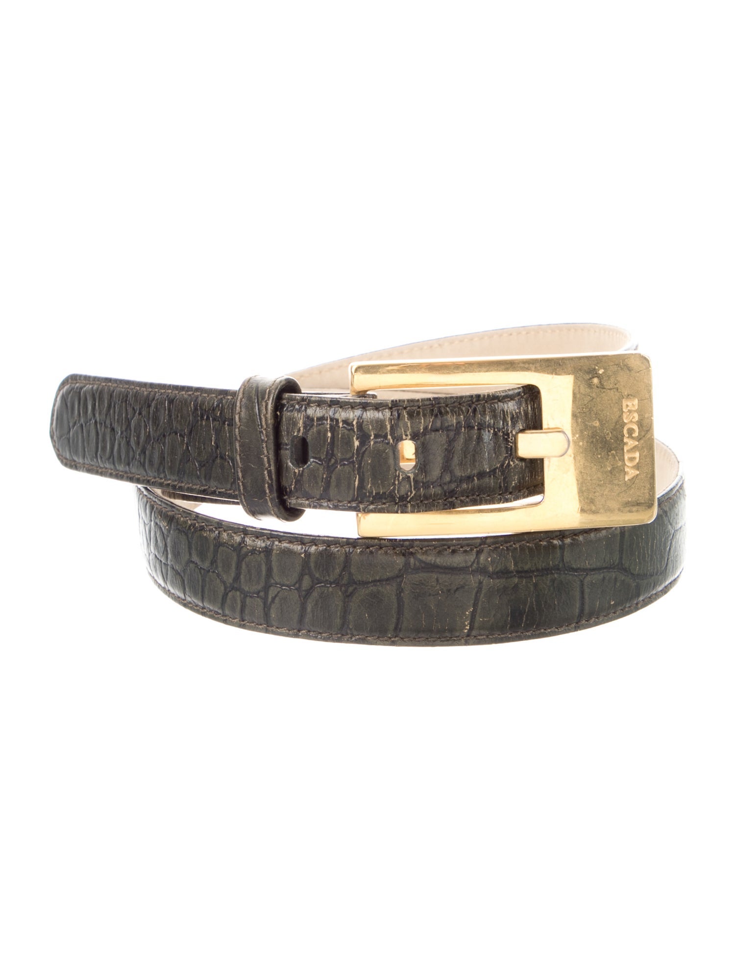 Escada Skinny Embossed Leather Belt