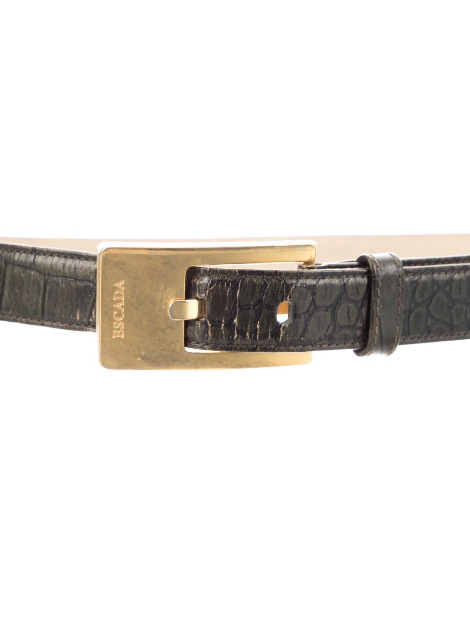 Escada Skinny Embossed Leather Belt