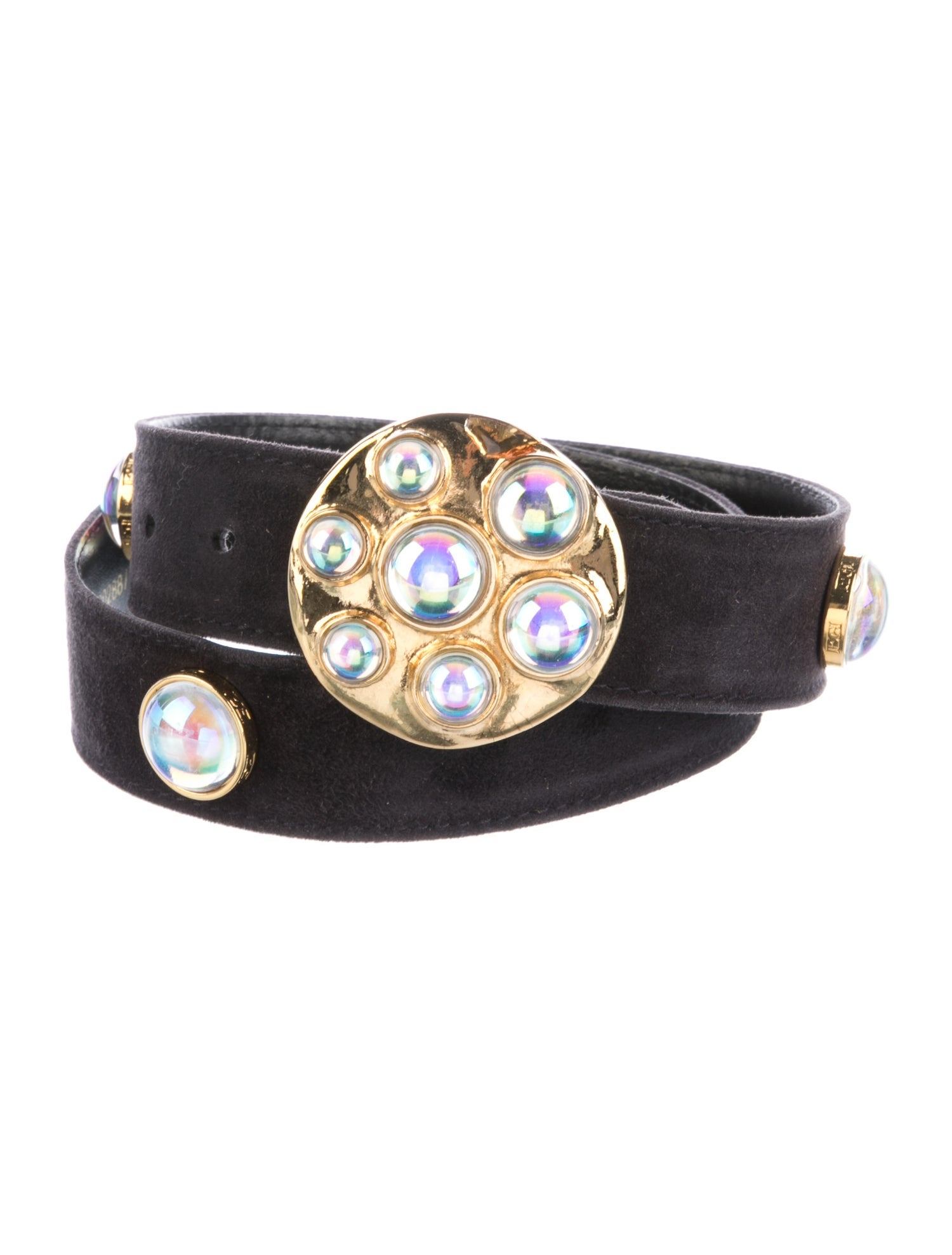 Escada Leather Crystal Embellishments Belt