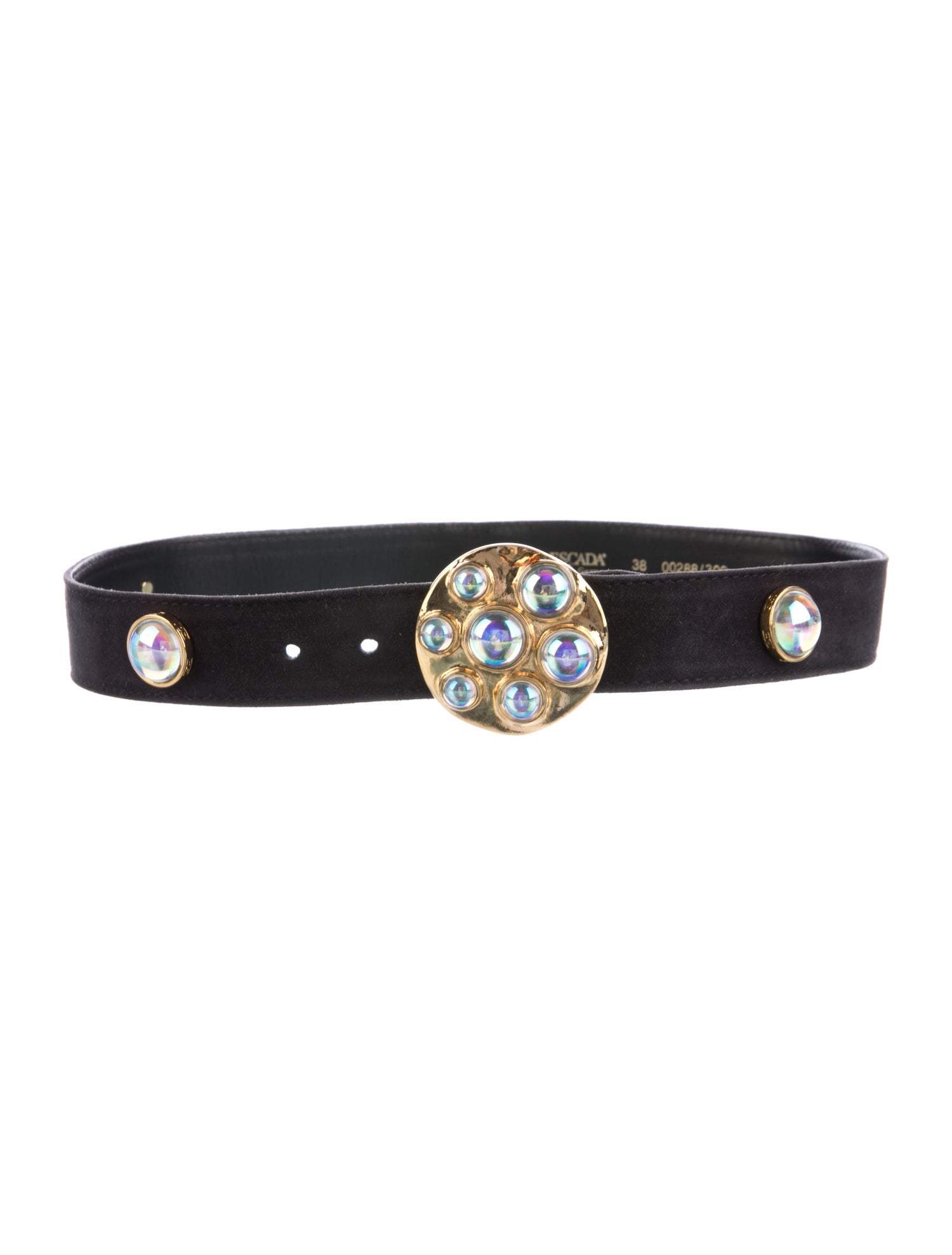 Escada Leather Crystal Embellishments Belt