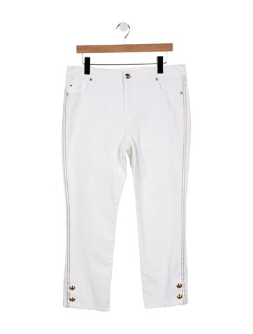 Pre-owned Escada Mid-rise Straight Leg Jeans In White