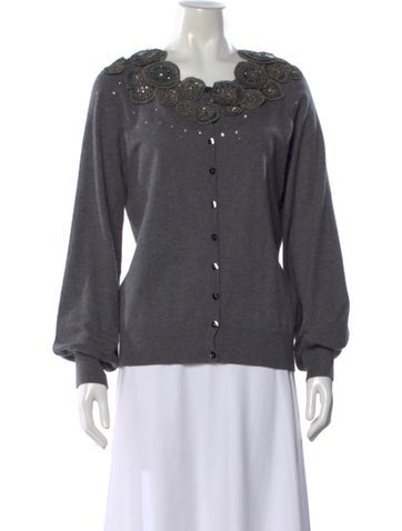 Pre-owned Escada Cashmere Open Front Sweater In Gray
