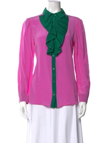 Pre-owned Escada Silk Long Sleeve Blouse In Multi