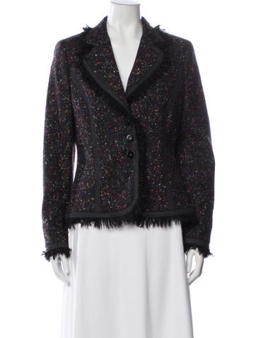 Pre-owned Escada Wool Tweed Pattern Blazer In Black