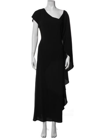 Pre-owned Escada Virgin Wool Long Dress In Black
