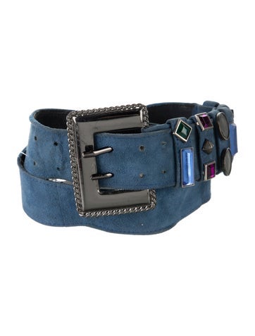Pre-owned Escada Suede Waist Belt In Blue