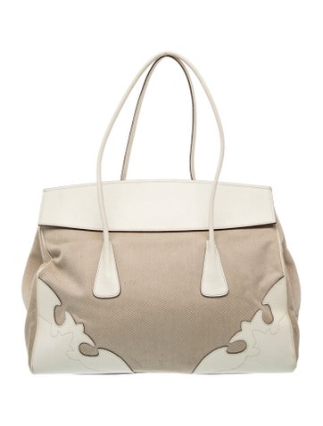 Pre-owned Escada Canvas Shoulder Bag In Neutrals