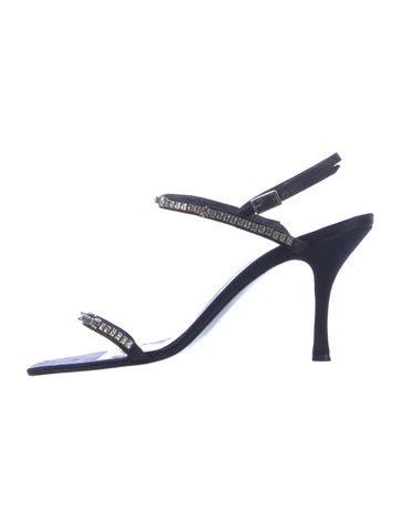 Pre-owned Escada Satin Crystal Embellishments Sandals In Blue