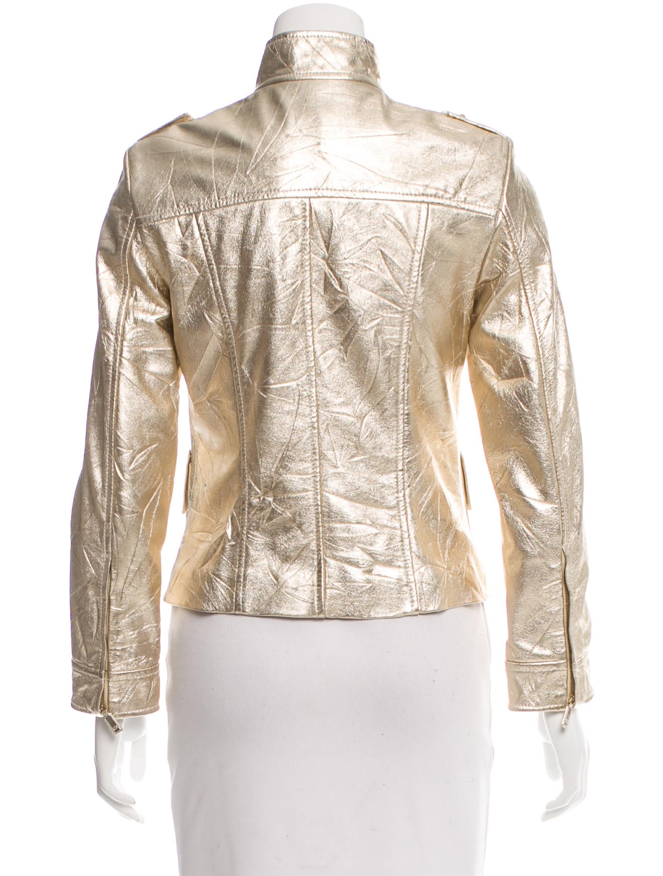 Escada Gold Leather Jacket Clothing ESC22050 The RealReal