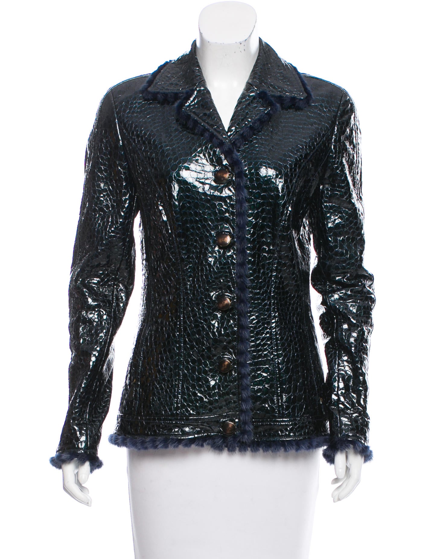 Escada Coated Fish Scale Coat Clothing ESC22396 The RealReal