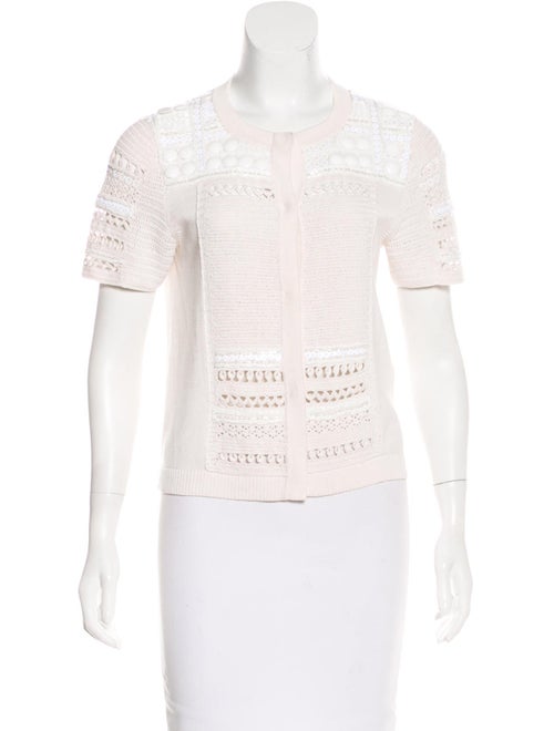 Escada Embellished Short Sleeve Cardigan white