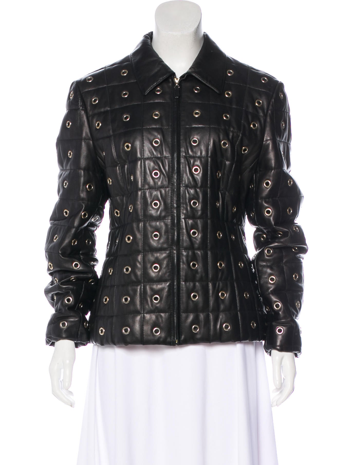 Escada Leather Grommet Accented Jacket