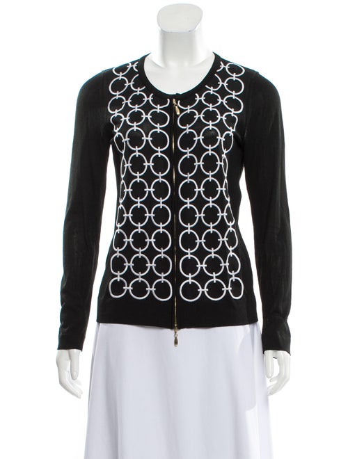 Escada Embroidered Knit Cardigan Black