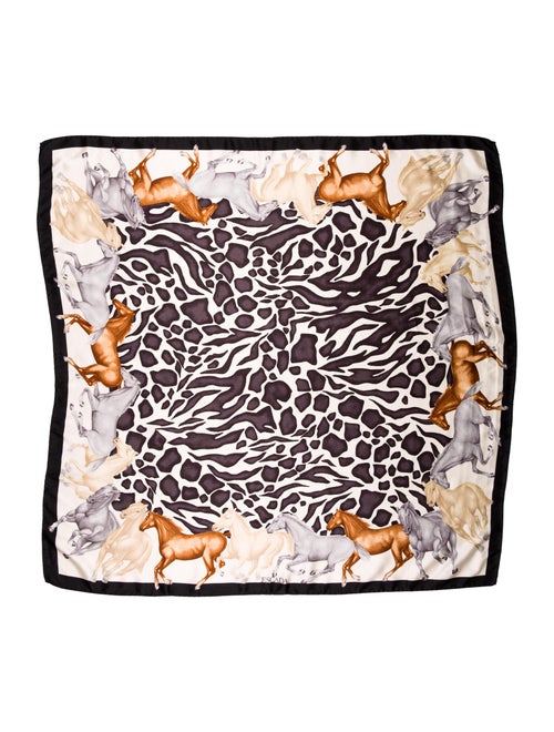 Escada Zebra Print Horse Scarf Black