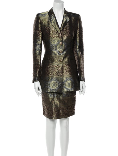 Escada Printed Skirt Suit Gold