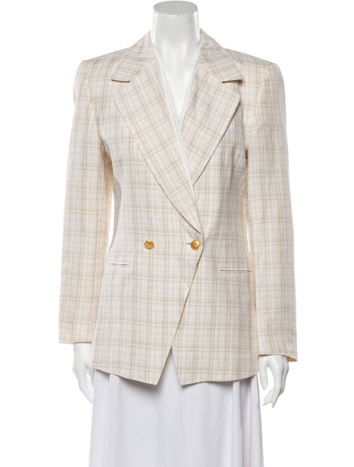 Escada Linen Plaid Print Blazer