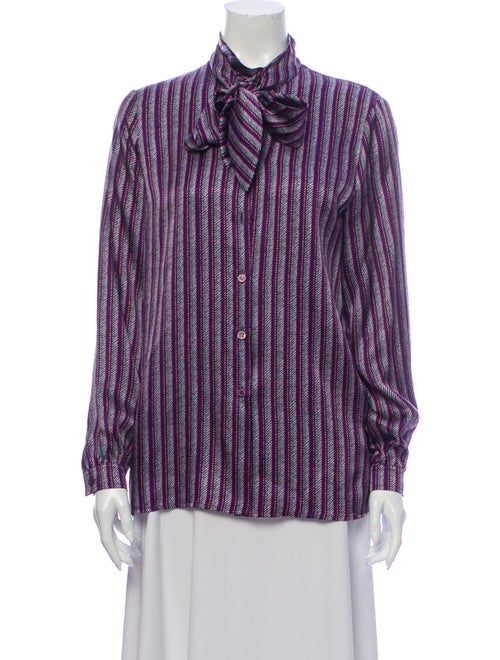 Escada Silk Printed Button-Up Top Purple
