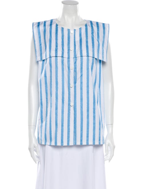 Escada Striped Crew Neck Blouse White