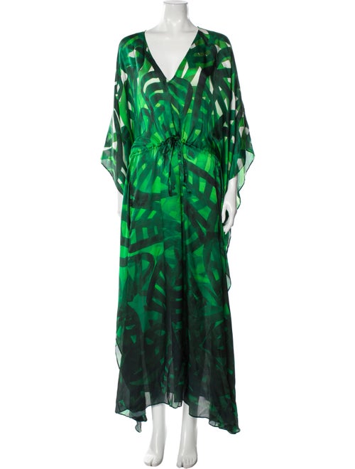 Escada Silk Long Dress Green