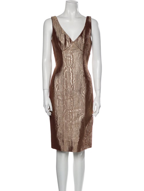 Escada Printed Knee-Length Dress Gold