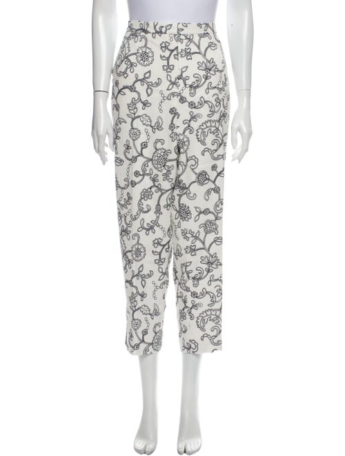 Escada Floral Print Straight Leg Pants Black