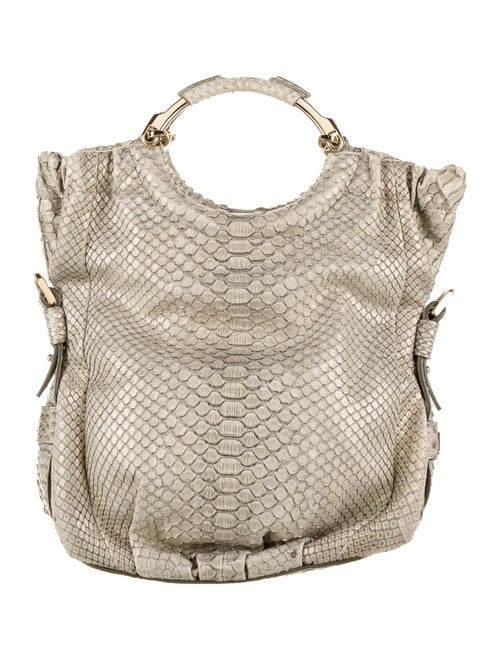Escada Metallic Python Handle Bag Metallic