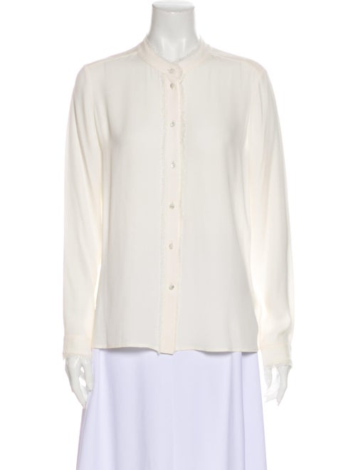 Escada Silk Long Sleeve Button-Up Top White